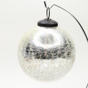 4 inch Crackle Silver Mirrored Glass Ornament